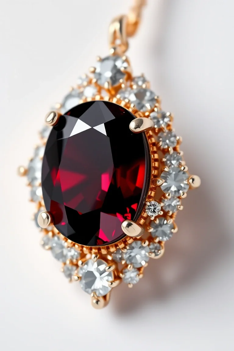 14K CONTEMPORARY GARNET DIAMOND SLIDE