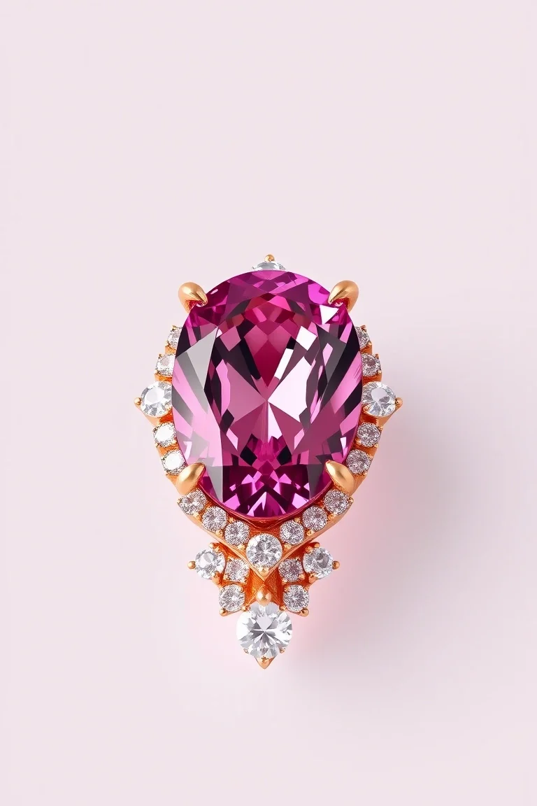 14K CONTEMPORARY PINK TOURMALINE DIAMOND SLIDE