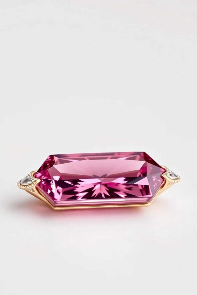 14K CONTEMPORARY PINK TOURMALINE DIAMOND SLIDE