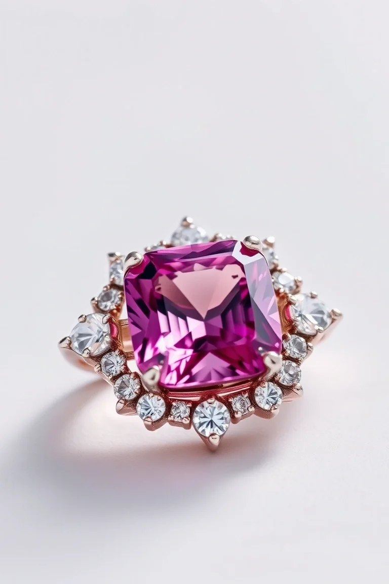 14K CONTEMPORARY PINK TOURMALINE DIAMOND SLIDE