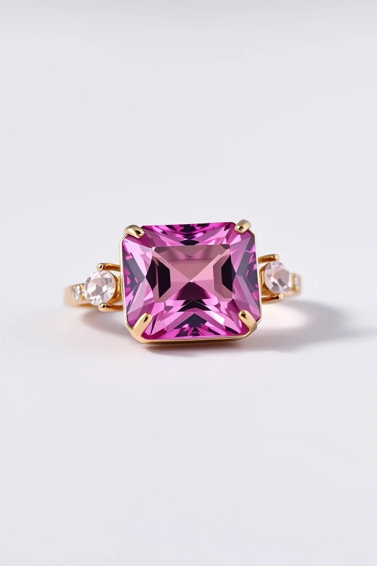14K CONTEMPORARY PINK TOURMALINE DIAMOND SLIDE