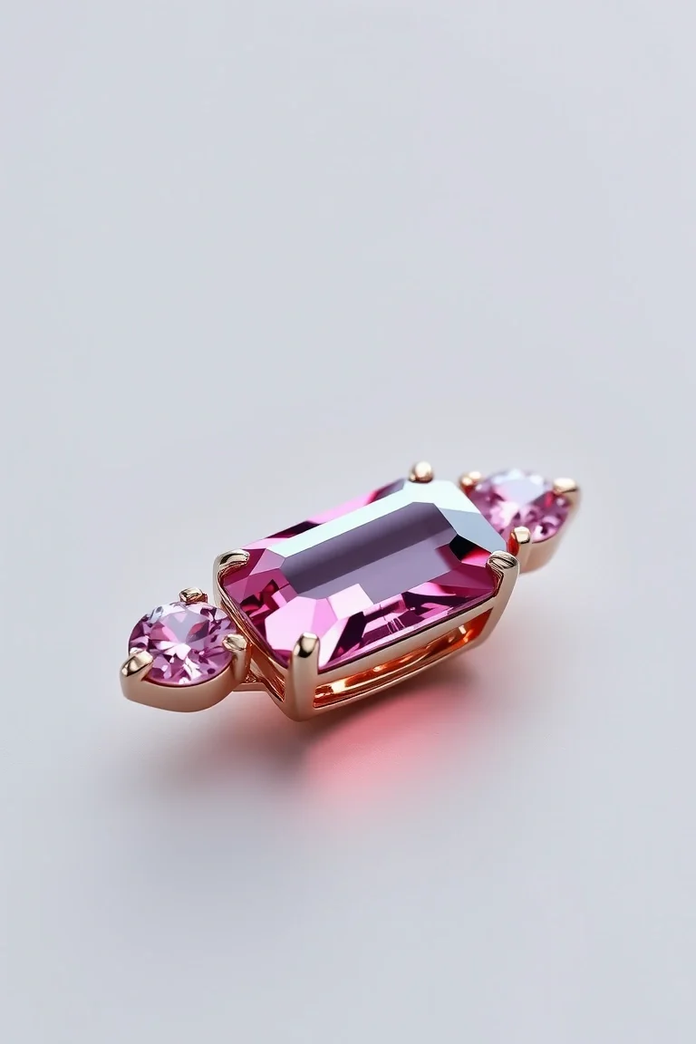 14K CONTEMPORARY PINK TOURMALINE DIAMOND SLIDE