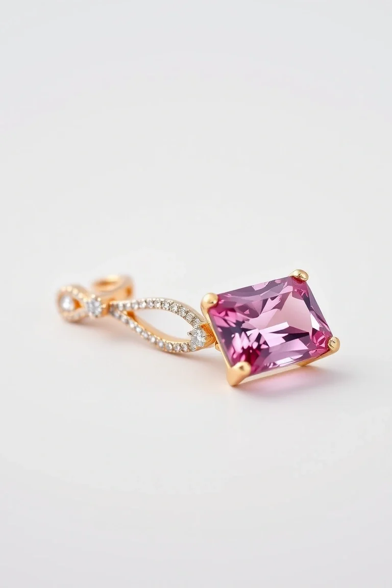 14K CONTEMPORARY PINK TOURMALINE DIAMOND SLIDE