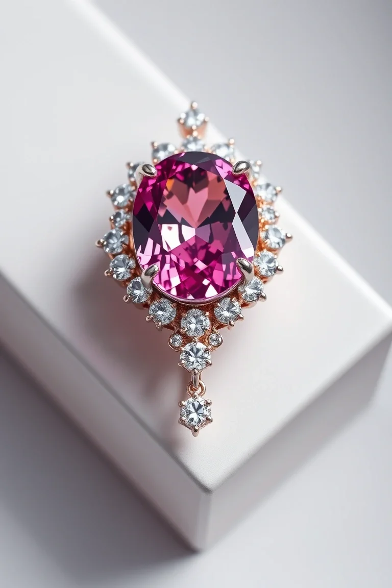 14K CONTEMPORARY PINK TOURMALINE DIAMOND SLIDE