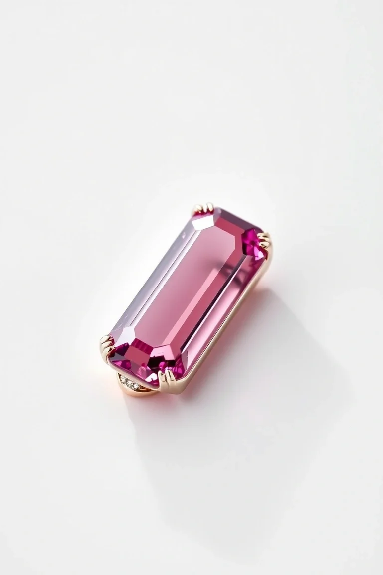 14K CONTEMPORARY PINK TOURMALINE DIAMOND SLIDE
