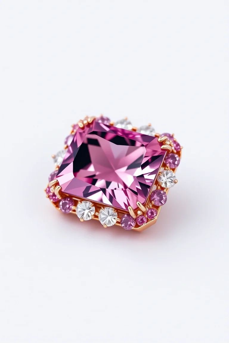 14K CONTEMPORARY PINK TOURMALINE DIAMOND SLIDE