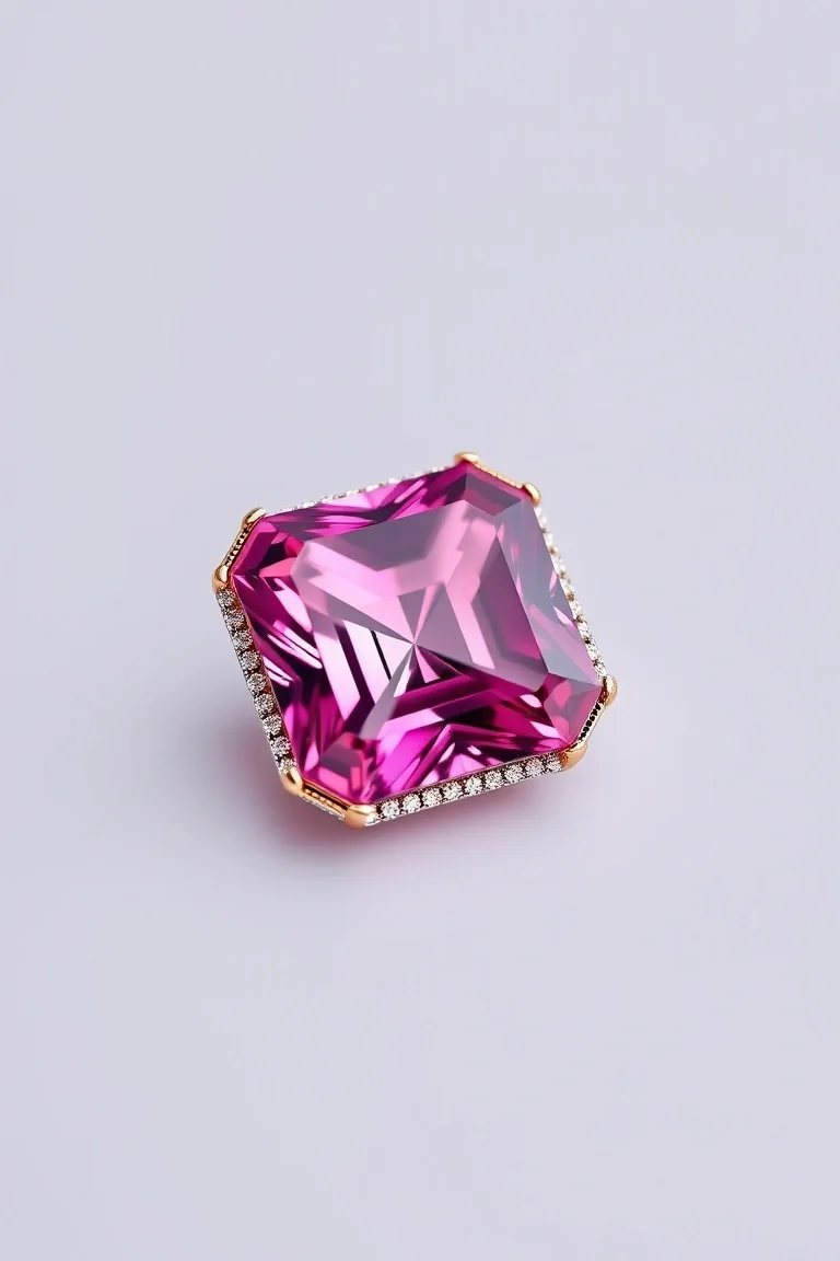 14K CONTEMPORARY PINK TOURMALINE DIAMOND SLIDE