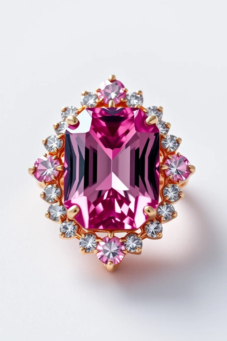 14K CONTEMPORARY PINK TOURMALINE DIAMOND SLIDE