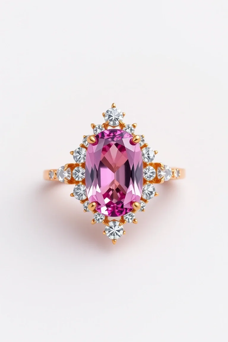 14K CONTEMPORARY PINK TOURMALINE DIAMOND SLIDE