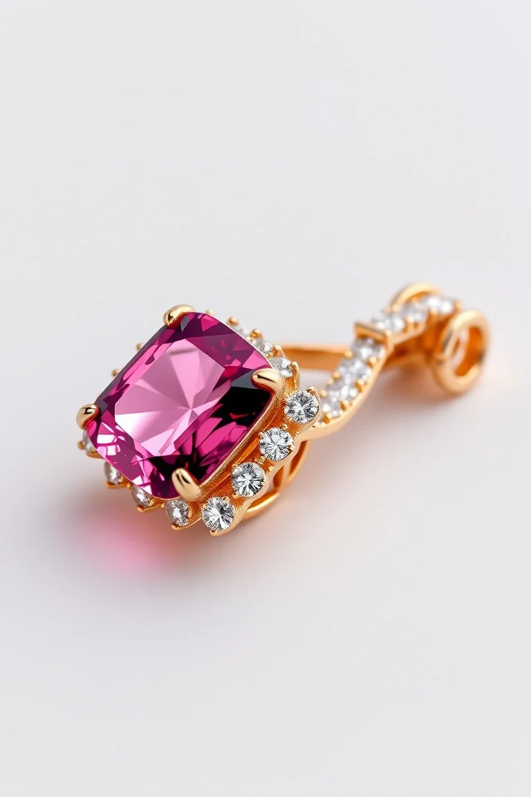 14K CONTEMPORARY PINK TOURMALINE DIAMOND SLIDE