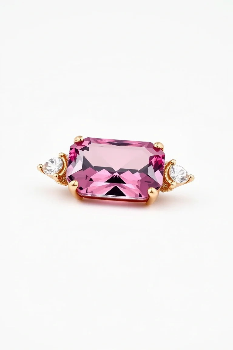 14K CONTEMPORARY PINK TOURMALINE DIAMOND SLIDE