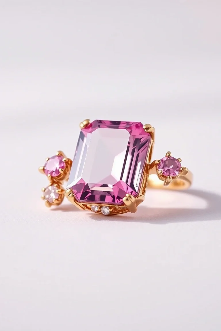 14K CONTEMPORARY PINK TOURMALINE DIAMOND SLIDE