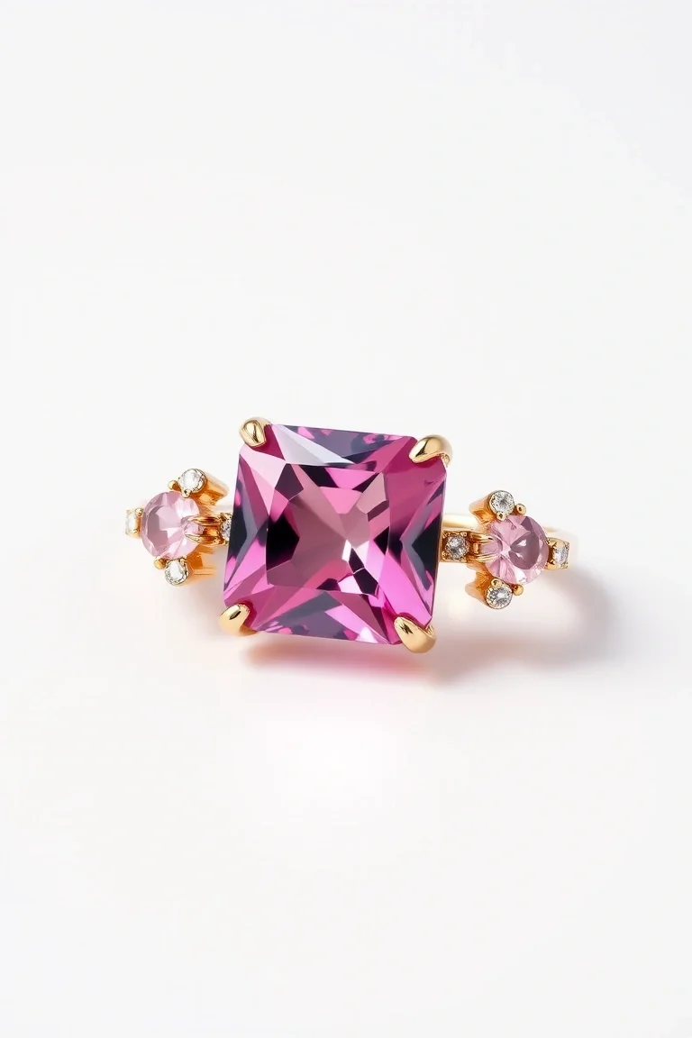 14K CONTEMPORARY PINK TOURMALINE DIAMOND SLIDE