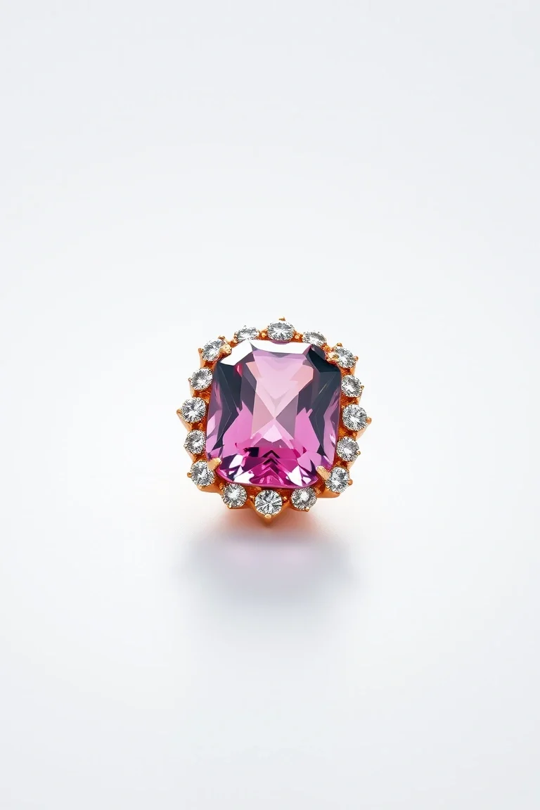 14K CONTEMPORARY PINK TOURMALINE DIAMOND SLIDE