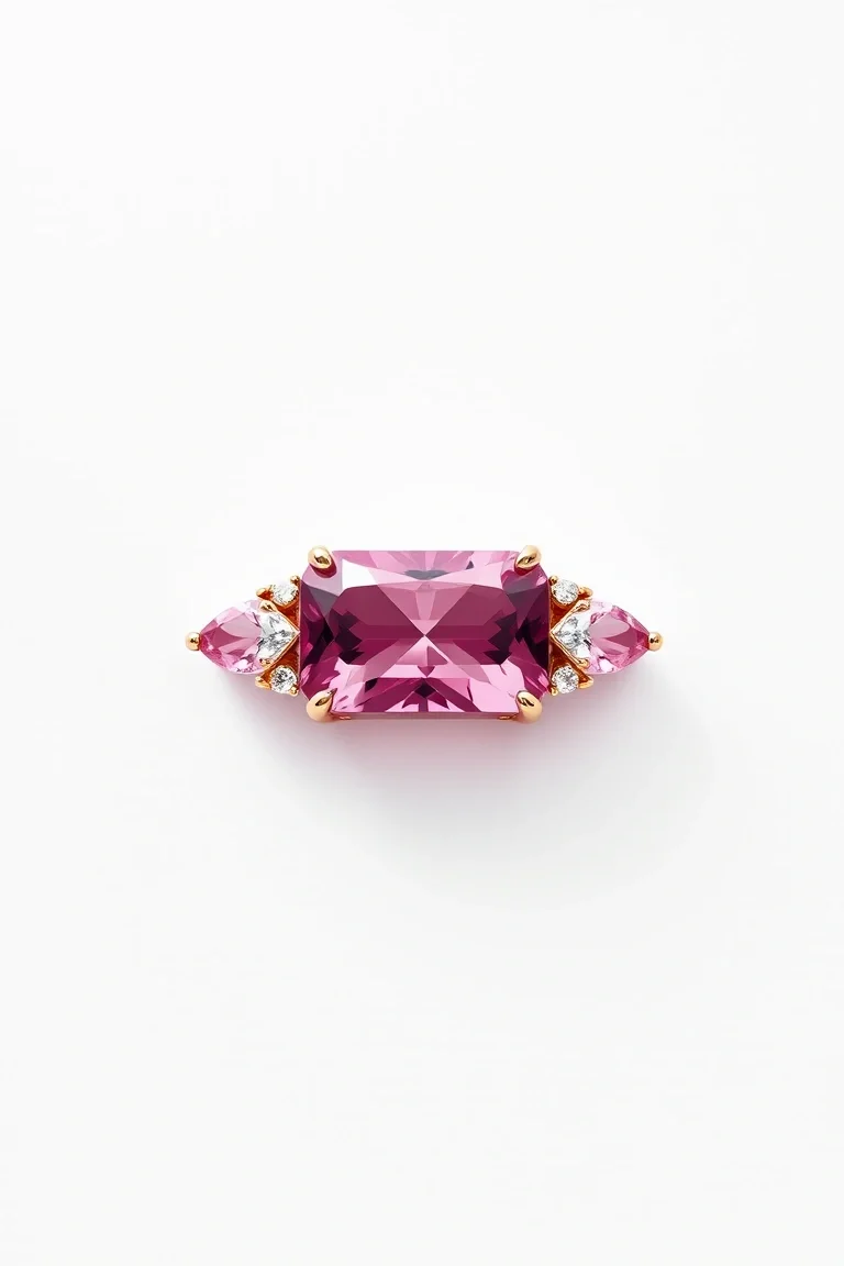 14K CONTEMPORARY PINK TOURMALINE DIAMOND SLIDE