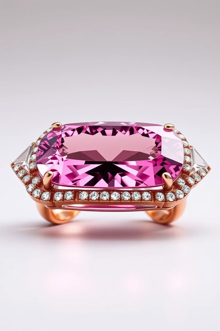 14K CONTEMPORARY PINK TOURMALINE DIAMOND SLIDE