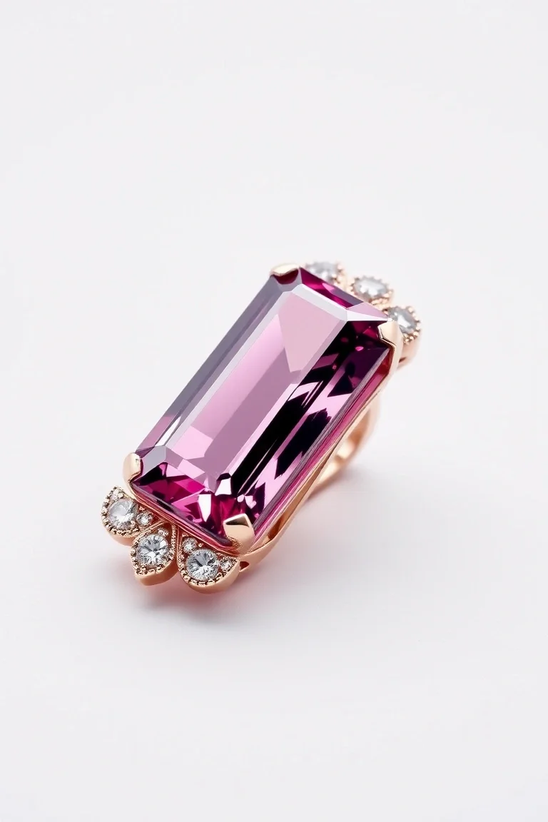 14K CONTEMPORARY PINK TOURMALINE DIAMOND SLIDE