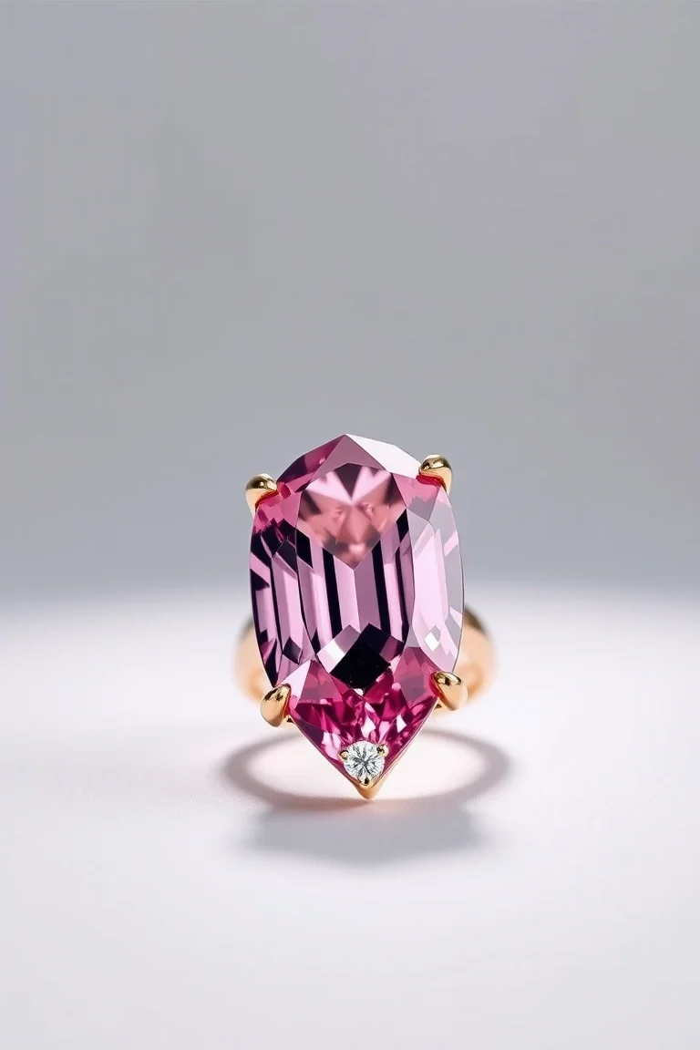 14K CONTEMPORARY PINK TOURMALINE DIAMOND SLIDE