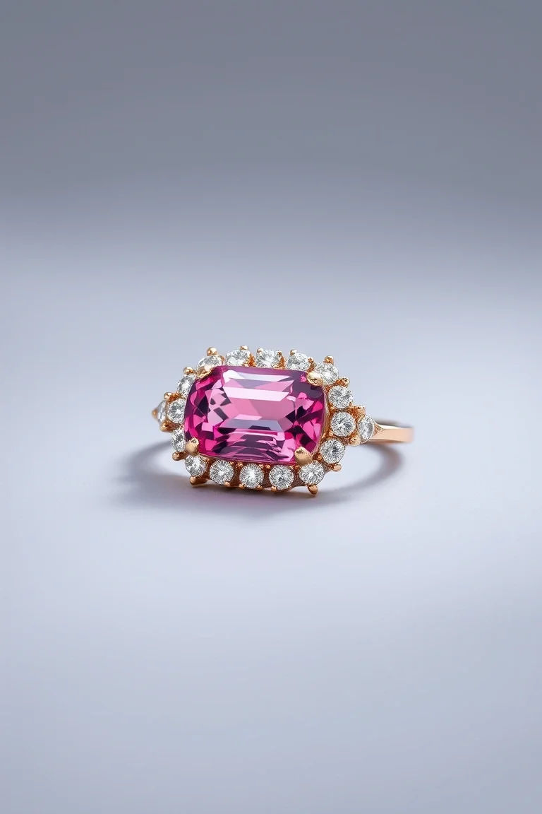 14K CONTEMPORARY PINK TOURMALINE DIAMOND SLIDE