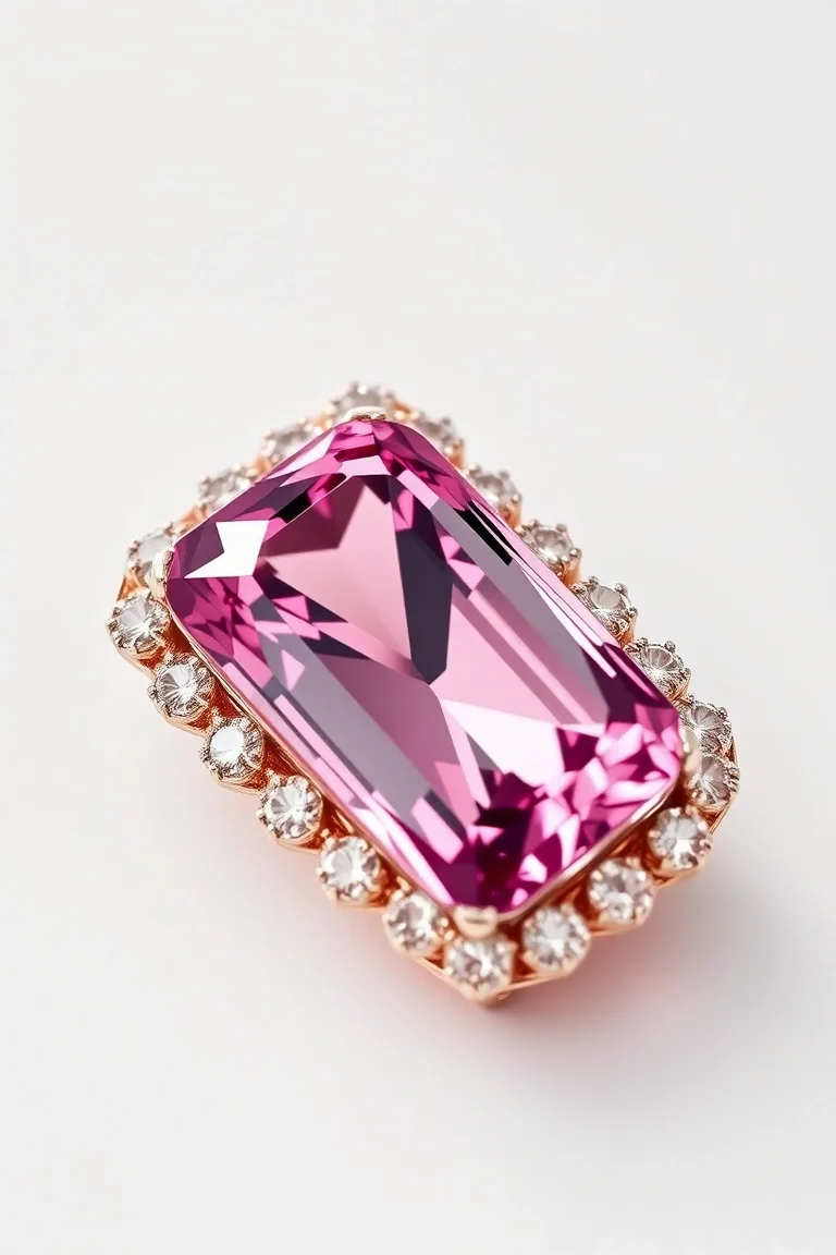 14K CONTEMPORARY PINK TOURMALINE DIAMOND SLIDE
