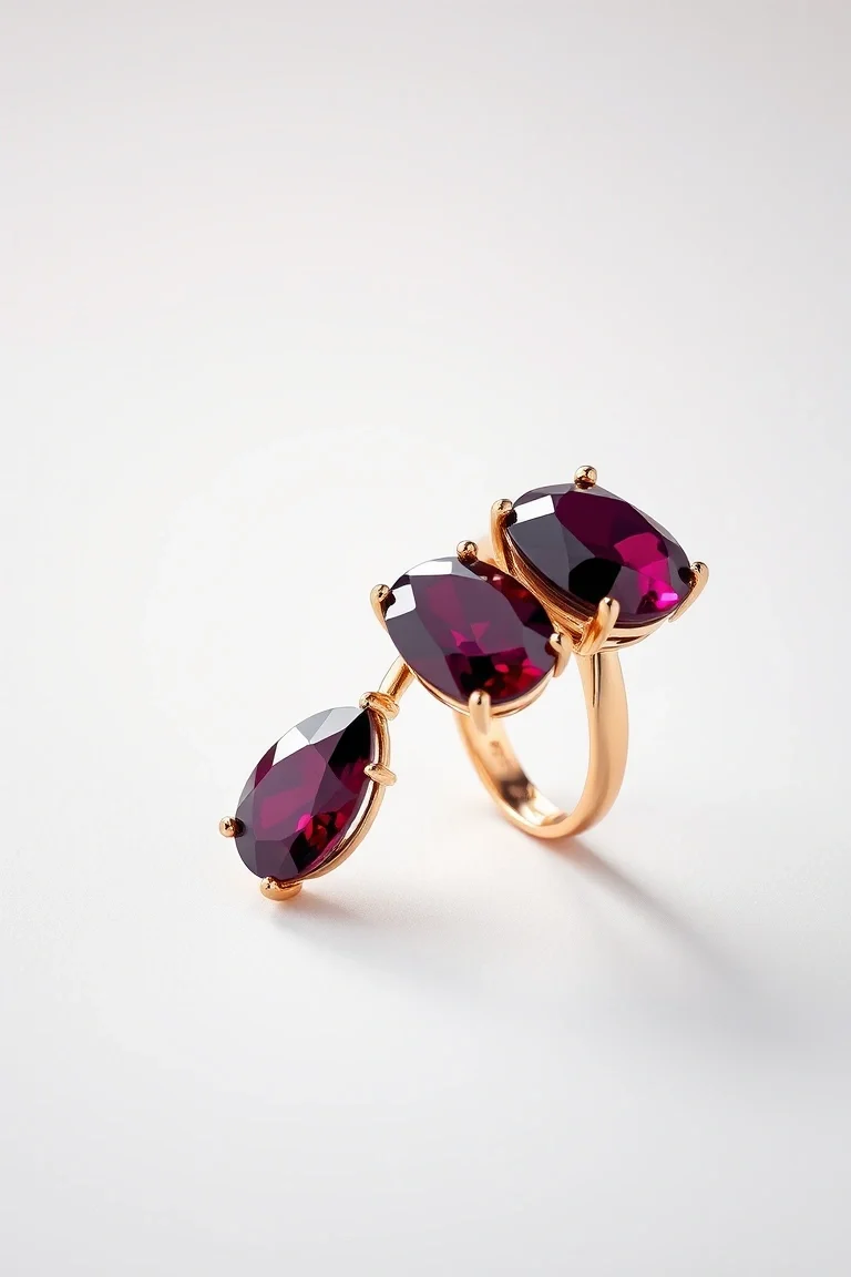 14K CONTEMPORARY RHODALITE GARNET DIAMOND RING