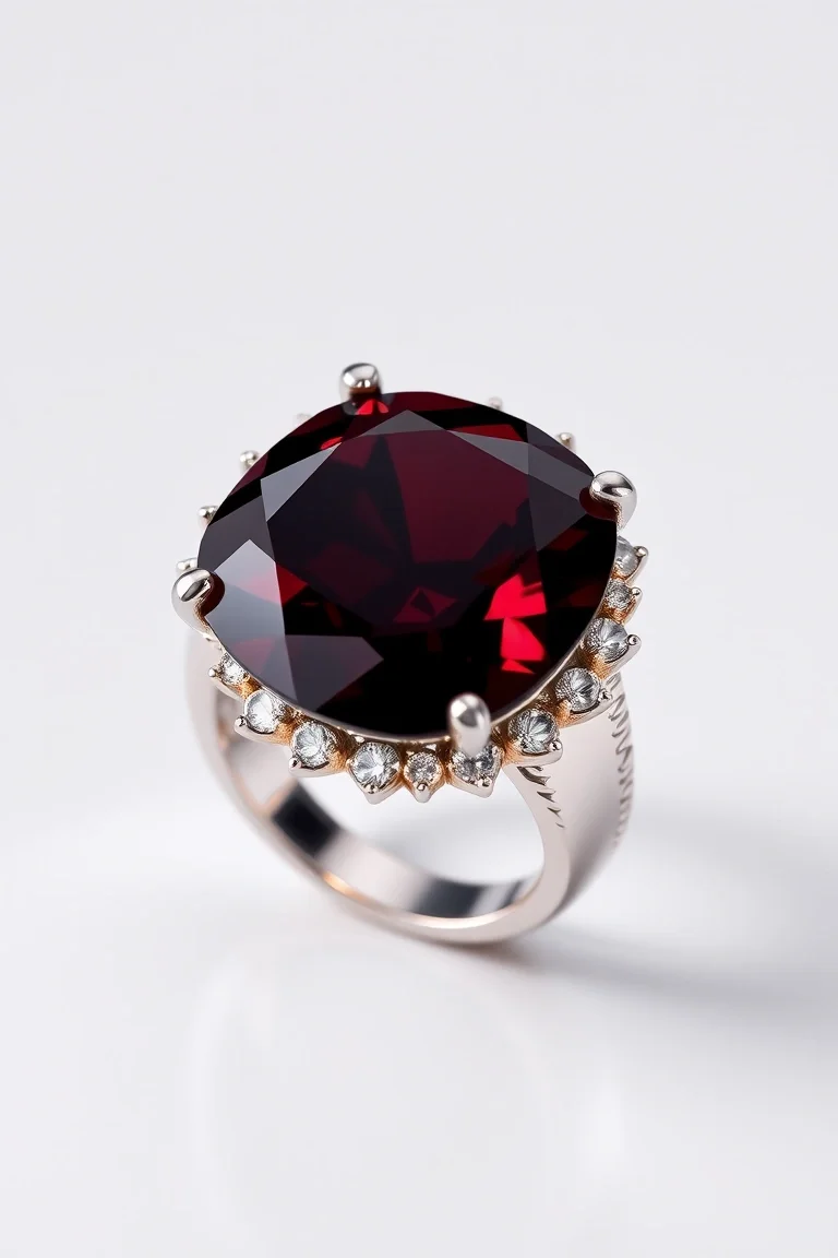 14K CONTEMPORARY RHODALITE GARNET DIAMOND RING