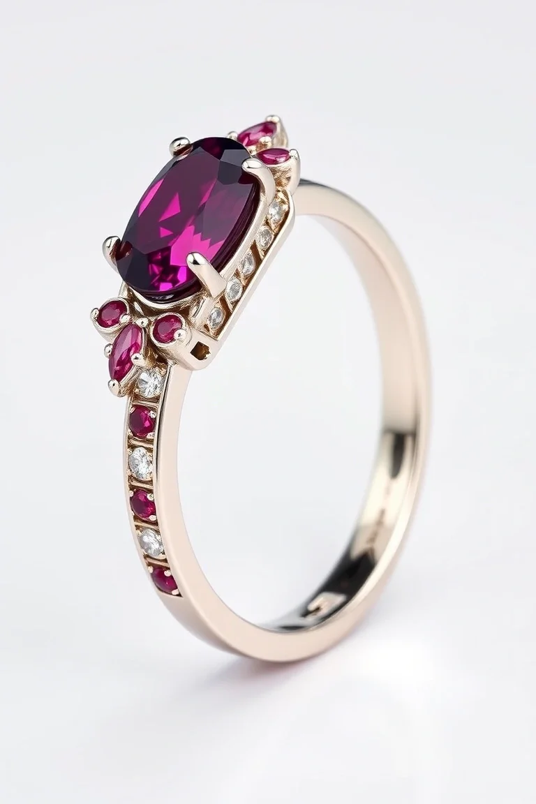 14K CONTEMPORARY RHODALITE GARNET DIAMOND SLIDE