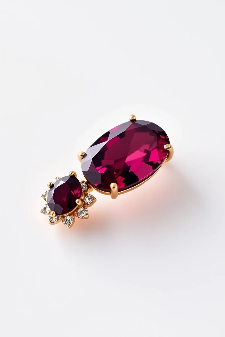 14K CONTEMPORARY RHODALITE GARNET DIAMOND SLIDE