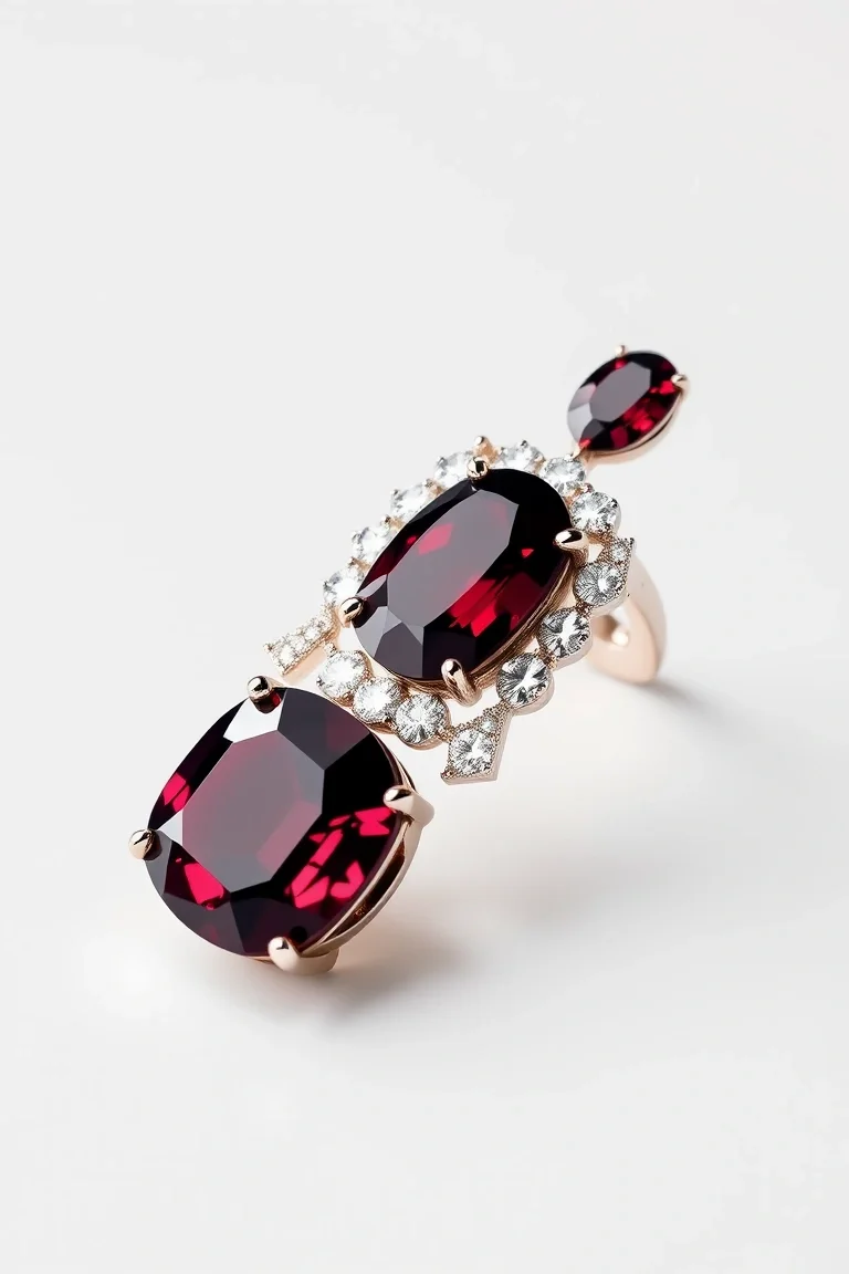 14K CONTEMPORARY RHODALITE GARNET DIAMOND SLIDE