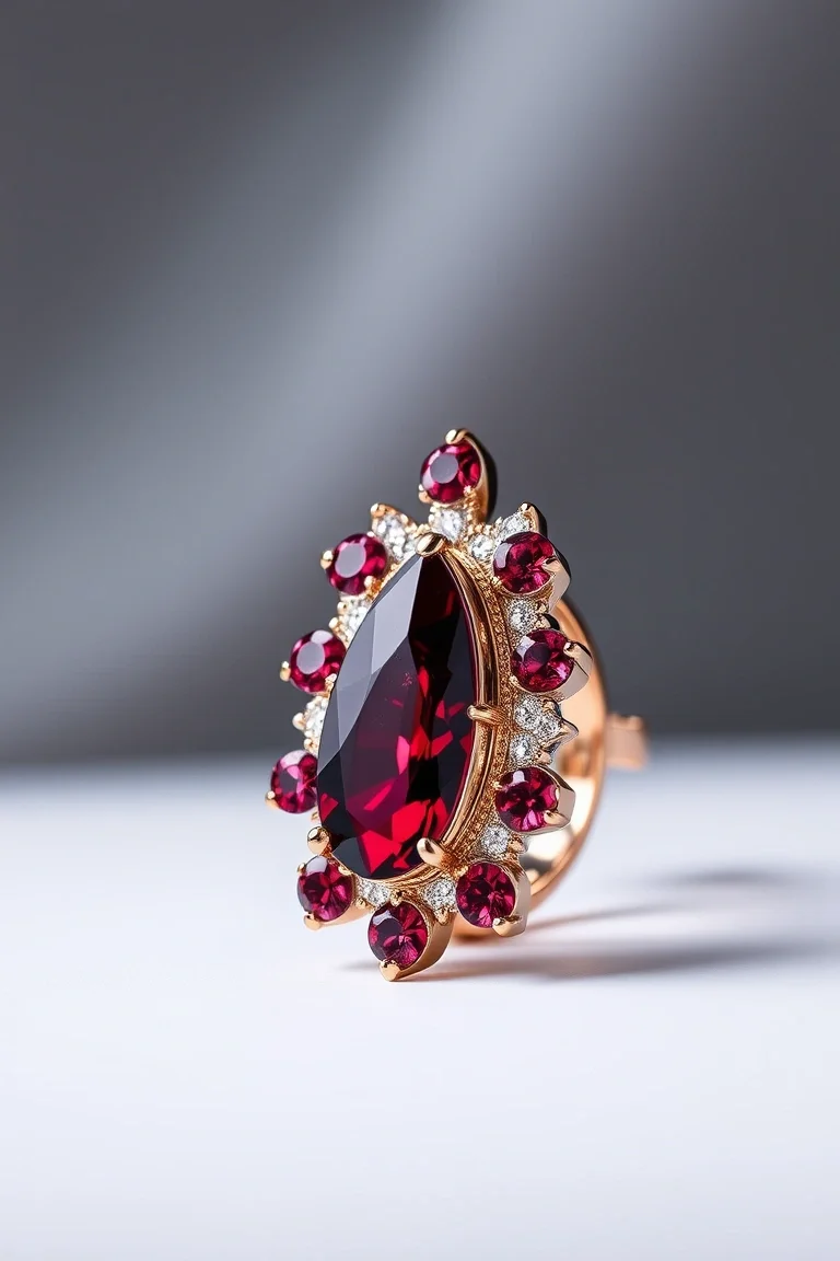 14K CONTEMPORARY RHODALITE GARNET DIAMOND SLIDE
