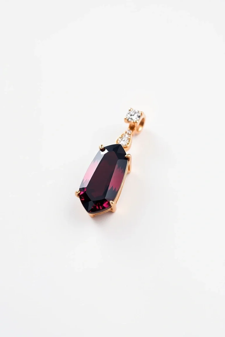 14K CONTEMPORARY RHODALITE GARNET DIAMOND SLIDE
