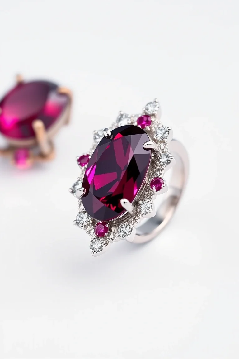 14K CONTEMPORARY RHODALITE GARNET DIAMOND SLIDE
