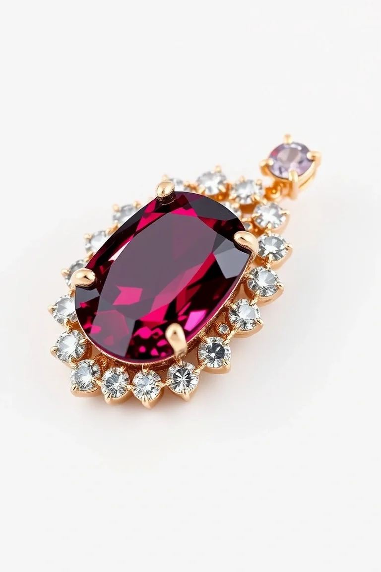 14K CONTEMPORARY RHODALITE GARNET DIAMOND SLIDE