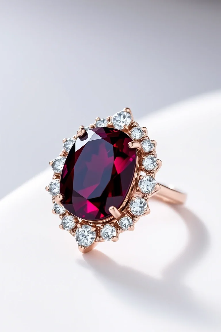 14K CONTEMPORARY RHODALITE GARNET DIAMOND SLIDE