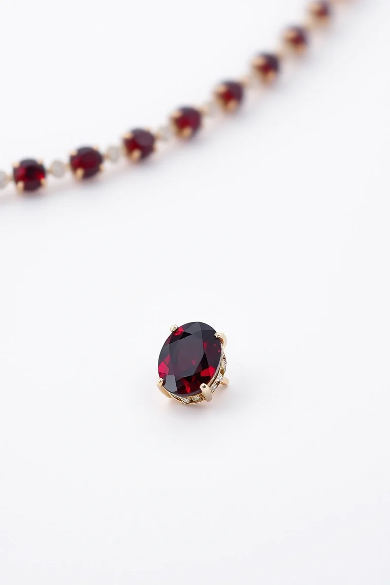 14K CONTEMPORARY RHODALITE GARNET DIAMOND SLIDE
