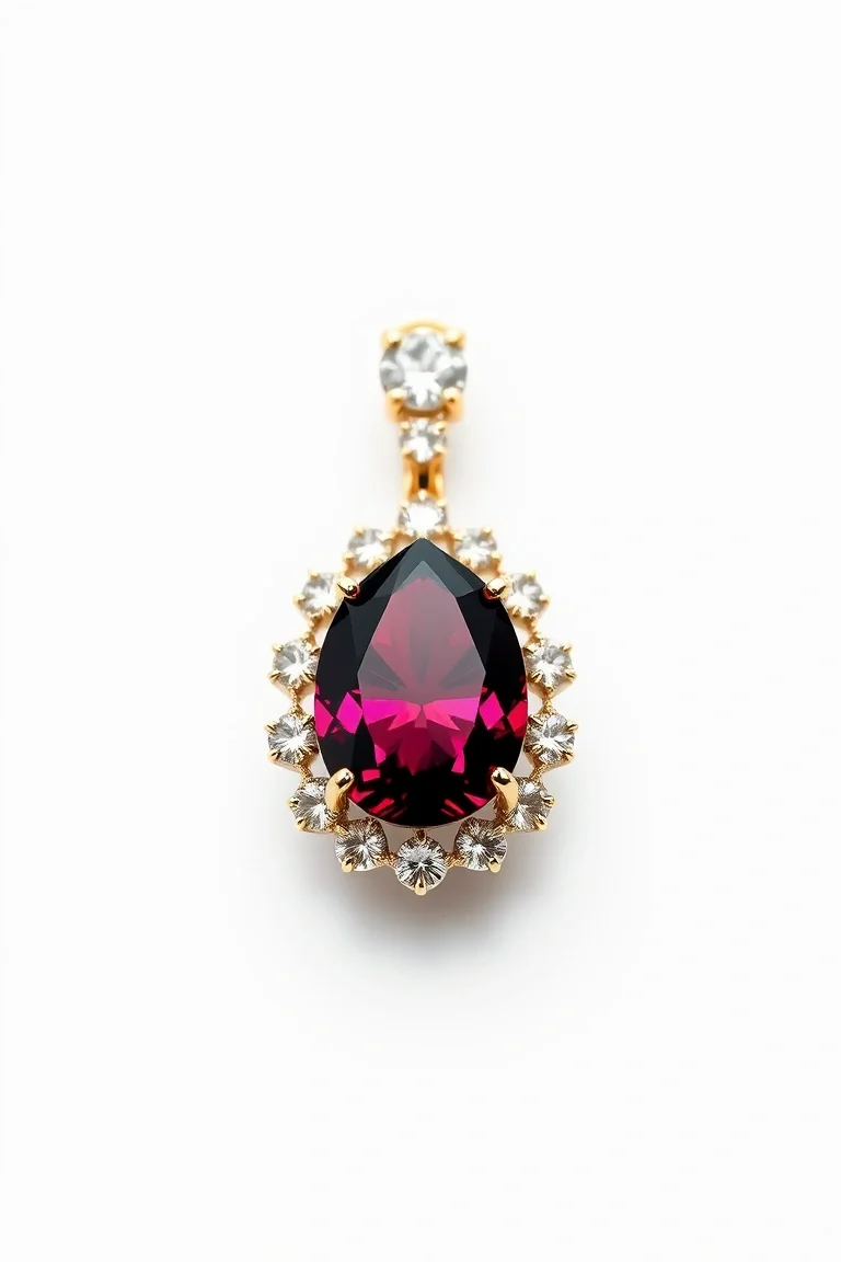 14K CONTEMPORARY RHODALITE GARNET DIAMOND SLIDE
