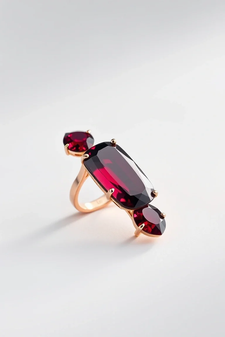 14K CONTEMPORARY RHODALITE GARNET DIAMOND SLIDE