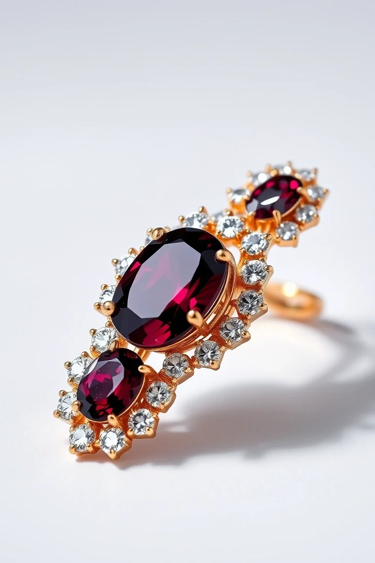 14K CONTEMPORARY RHODALITE GARNET DIAMOND SLIDE