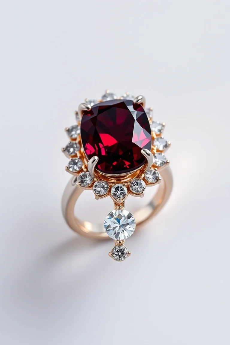 14K CONTEMPORARY RHODALITE GARNET DIAMOND SLIDE