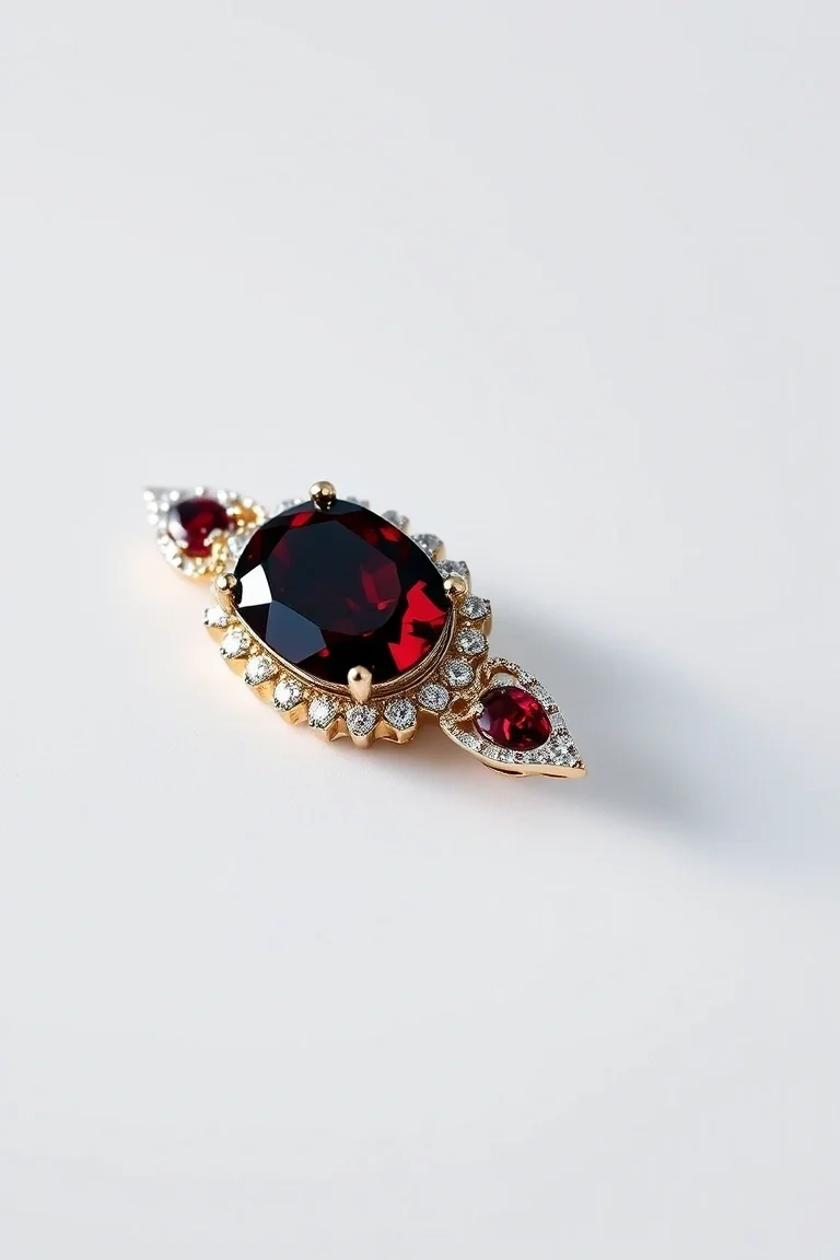 14K CONTEMPORARY RHODALITE GARNET DIAMOND SLIDE
