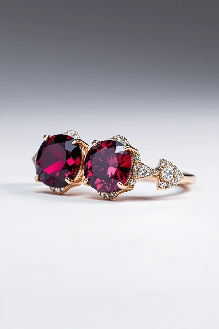 14K CONTEMPORARY RHODALITE GARNET DIAMOND SLIDE