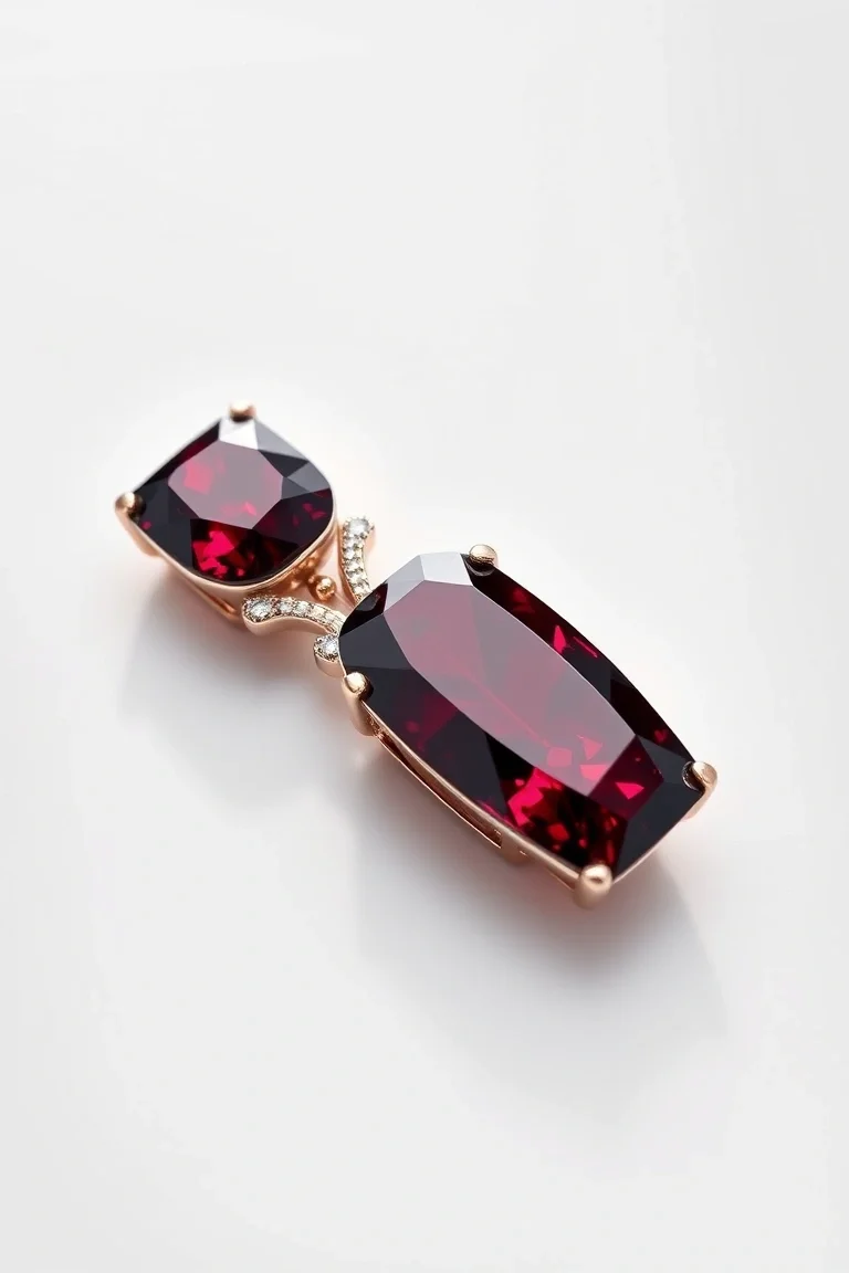 14K CONTEMPORARY RHODALITE GARNET DIAMOND SLIDE