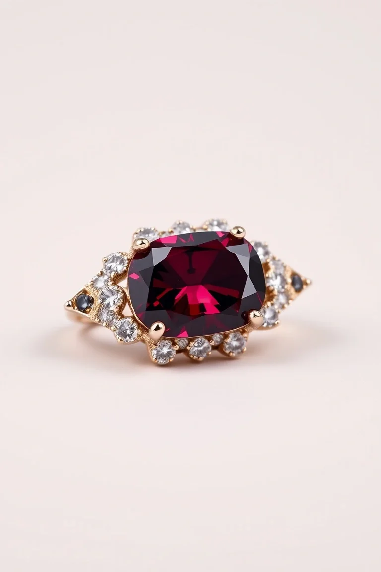 14K CONTEMPORARY RHODALITE GARNET DIAMOND SLIDE