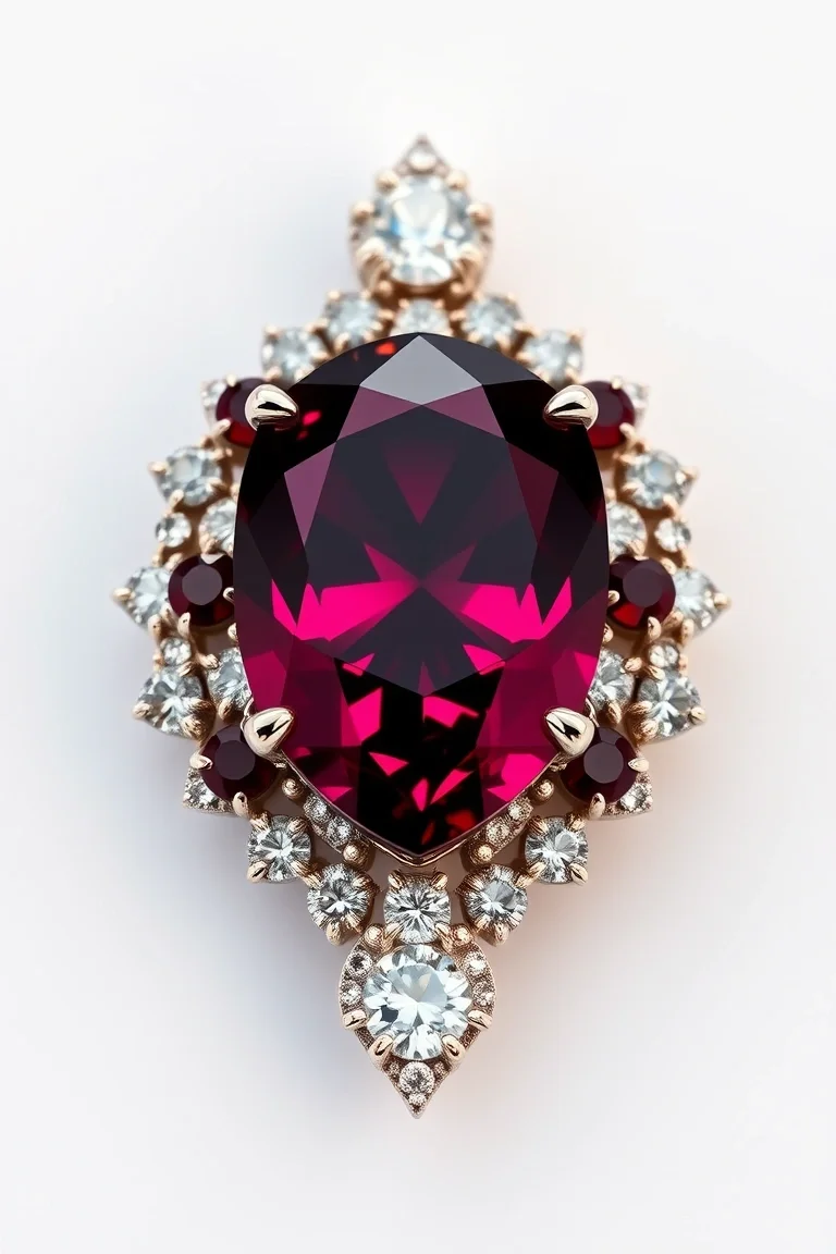 14K CONTEMPORARY RHODALITE GARNET DIAMOND SLIDE