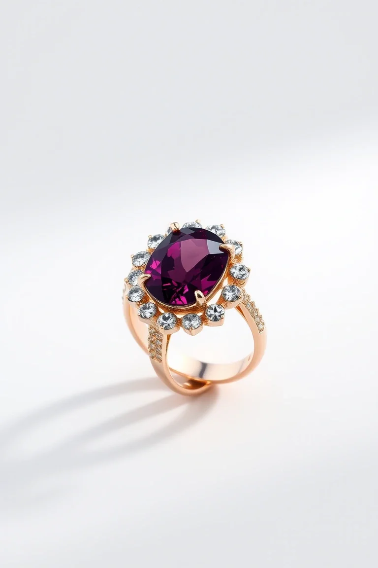 14K CONTEMPORARY RHODALITE GARNET RING
