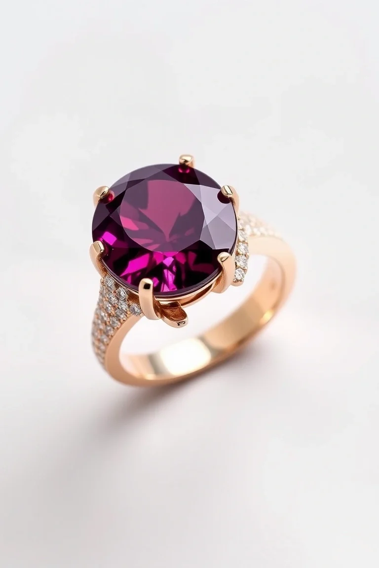 14K CONTEMPORARY RHODALITE GARNET RING