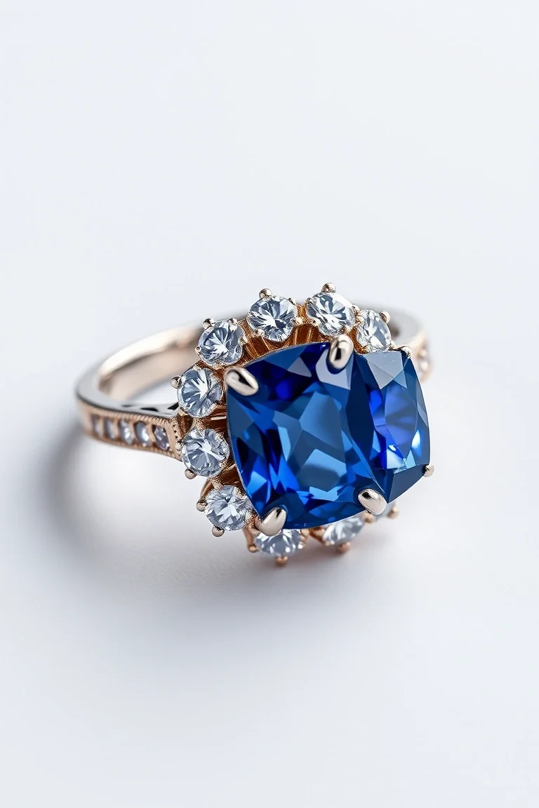 14K CONTEMPORARY SAPPHIRE DIAMOND RING