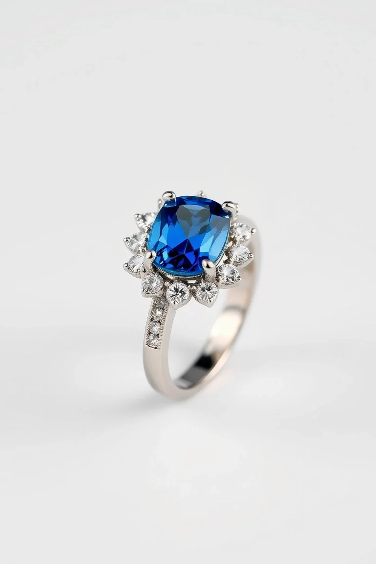 14K CONTEMPORARY SAPPHIRE DIAMOND RING