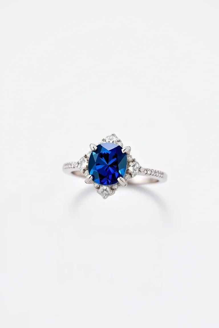 14K CONTEMPORARY SAPPHIRE DIAMOND RING