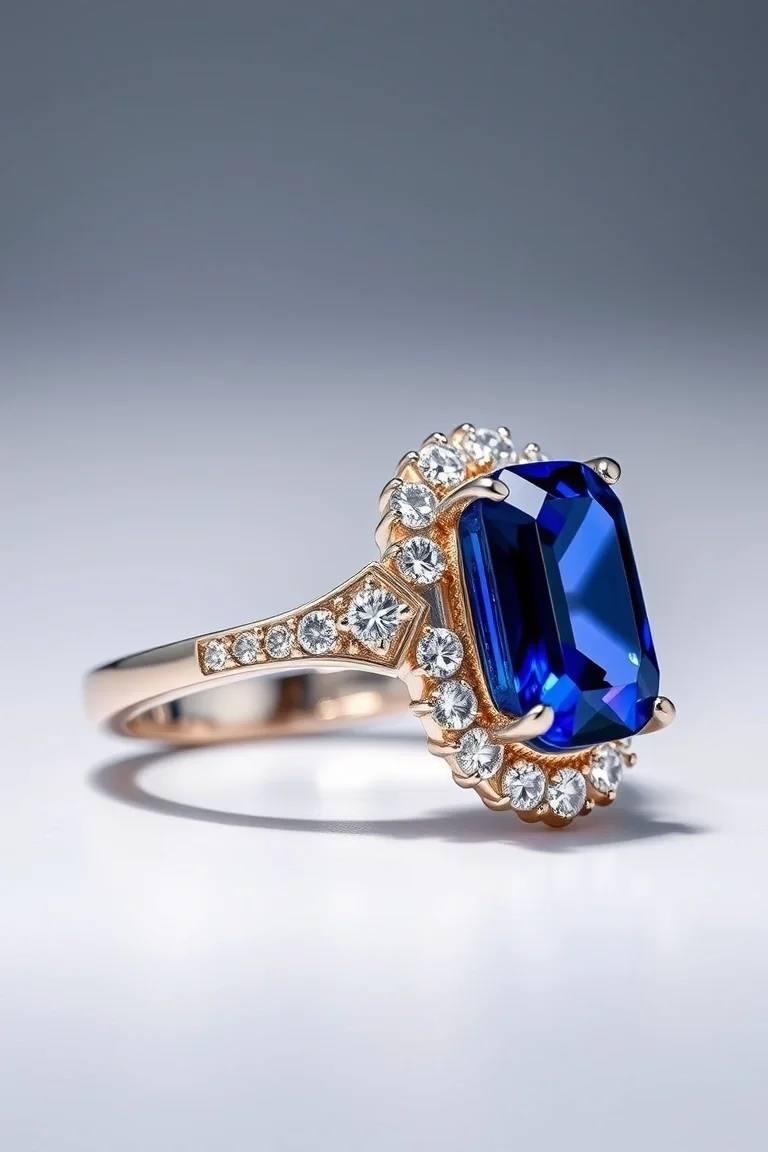 14K CONTEMPORARY SAPPHIRE DIAMOND RING